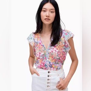 Kate Spade Floral Dots Burnout Top - Size L
